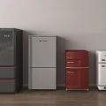 Refrigerators and Freezers in Various Colors Showcase Modern Display Style 3d model