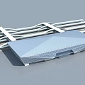 Modern Large Building With Geometric Metal Facade And Glass Curtain Wall