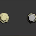 Gold And Black Mechanical Components With Hexagonal Structure And Threaded Design