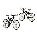 Two Black Giant Mountain Bicycles With Yellow Accents On Tires And White Seats