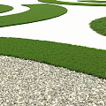 Lawn Design Featuring Green Spiral Patterns And Irregular Turf Areas With Stone Path 3d model