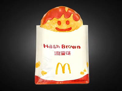 McDonald's Hong Kong Brown Pineapple Bun With Smiley Face In White Packaging 3d model