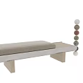 Modern Wooden Bench With Fabric Cushion And Textured Decorative Spheres