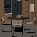 Middle ancient style log dining table and chair combination 3d model