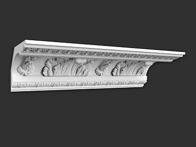 Ornamental White Architectural Component With Intricate Carvings And Decorative Patterns 3d model