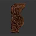 Intricately Carved Wooden Architectural Component With Traditional Patterns And Decorative Details