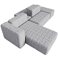 Gray Sectional Sofa with Woven Texture and Modular Design for Living Room