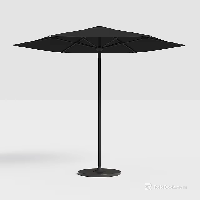 Modern Black Outdoor Umbrella With Sturdy Pole And Round Base 3d model 