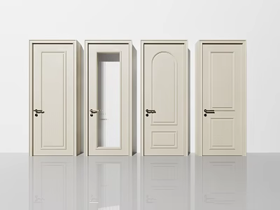 Different Styles Cream White Interior Doors With Glass Insert And Panel Design 3d model