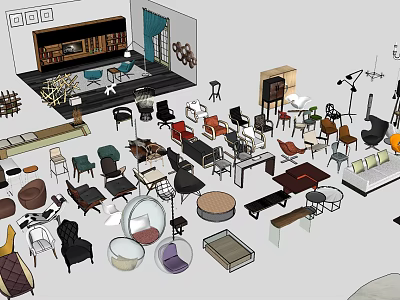 Various Modern Furniture Pieces With Different Styles And Designs For Home 3d model