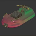 Colorful Green Red Gradient Vehicle with Black Seat Handlebars and Streamlined Design