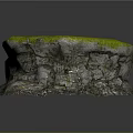 Natural Wood Stone Decorative Piece With Green Moss Covered Surface And Textured Base