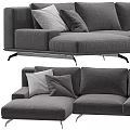 Modern Gray L shaped Sofa With Multiple Pillows And Different Angles 3d model