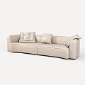Modern Beige Leather Multi Person Sofa With Comfortable Cushions And Sleek Design 3d model