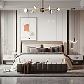 Modern Bedroom Interior Design With Gray Bedding Bedside Lamp White Walls And Black Glass Wardrobe