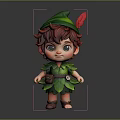 3D Cartoon Elf Character With Red Hair Green Hat And Leaf Costume