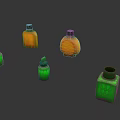 Assorted Small Daily Use Bottles In Green And Brown Colors With Various Shapes