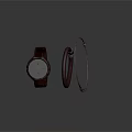 Red Leather Strap Watch with Red Leather Bangle and Silver Metal Bangle on Gray Background