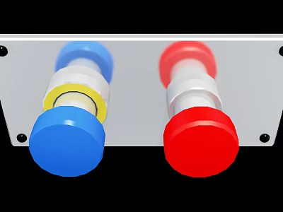 Durable Hardware Tools With Blue And Red Knobs On Metal Plate 3d model
