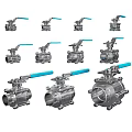 Various Stainless Steel Ball Valves With Blue Handles And Different Designs