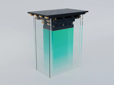 Pedestal Style Display Cabinet With Transparent Glass Black Top And Green Gradient Interior 3d model