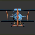 Blue Toy Passenger Plane With Orange Propeller Landing Gear And Bee Patterns On Wings
