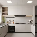 Modern Kitchen Interior Design With White Cabinets Black Appliances Stove And Sink