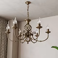 Vintage Brass Multi Arm Chandelier With Candle Style Bulbs Ornate Detailing For Living Room Decor