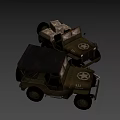 Vintage Military Jeeps With Star Emblems And Cargo Boxes On