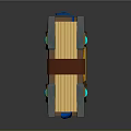 3D Model Wooden Decorative Box With Brown Straps Metal Corners And Blue Gems