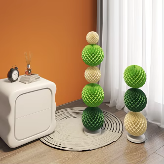 Decorative Ornaments Internet Celebrant Honeycomb Ball Column Dress-up Heap Kindergarten Green Ornaments Green Honeycomb Ball Ornaments 3d model