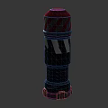Red And White Reflective Striped Warning Post With Black Body And Silver Base 3d model