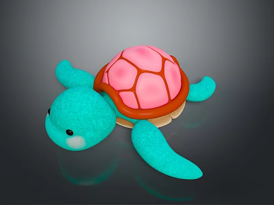 Cute Cartoon Reptile Turtle With Pink Shell Blue Body And 3D Rendered Design 3d model