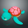 Cute Cartoon Reptile Turtle With Pink Shell Blue Body And 3D Rendered Design