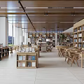 Spacious Reading Room With Wooden Bookshelves Tables And Natural Light