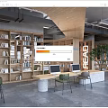 Modern Bookstore Library Book Bar Reading Room Bookshelf Bookcase 3d model