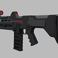 Modern Tactical Rifle with Scope Red Accents and Black Design for Military Use