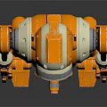 Orange And White Mechanical Humanoid Robot Figure With Detailed Joint Design Standing Pose
