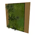 Indoor Green Plant Wall Decor With Wooden Frame And Lush Natural Foliage Design