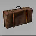 Vintage Brown Leather Suitcase With Handle And Straps Classic Design