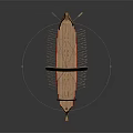 Ancient Wooden Ship with Red and White Striped Sails and Multiple Oars Curved Prow Design