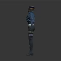 Futuristic Sci Fi Character Wearing Blue Jacket Gray Pants And Helmet