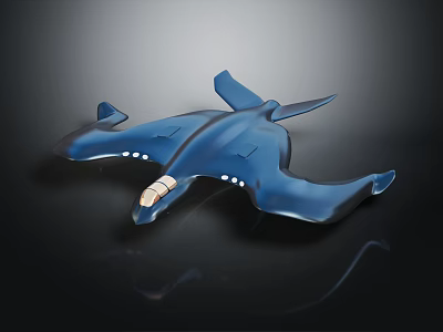 Futuristic Blue Flying Wing Aircraft Model With Sleek Design And LED Lights 3d model