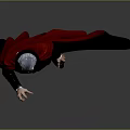 3D Vampire Character In Black Suit With Red Cape Blue Hair And Outstretched Hand