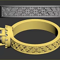 Decorative Gold And Silver Rings With Gemstone And Engraved Patterns