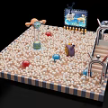 Fun Kids Play Area With Colorful Ball Pit Slide Arches And Cartoon Decorations