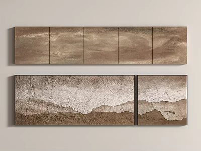 Wall Art Decorations Multiple Panel Abstract Paintings With Textured Earthy Tones For Modern Interior Walls 3d model
