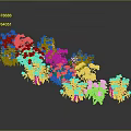 Colorful Garden Flowers with Pink Yellow White Blooms in Wavy Arrangement on Dark Background