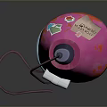 Vibrant Pink Table Lamp With Flame Pattern Blue Orange Base And Cord