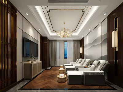 New Chinese Foot Bath Room Foot Therapy Room Chess Room 3d model